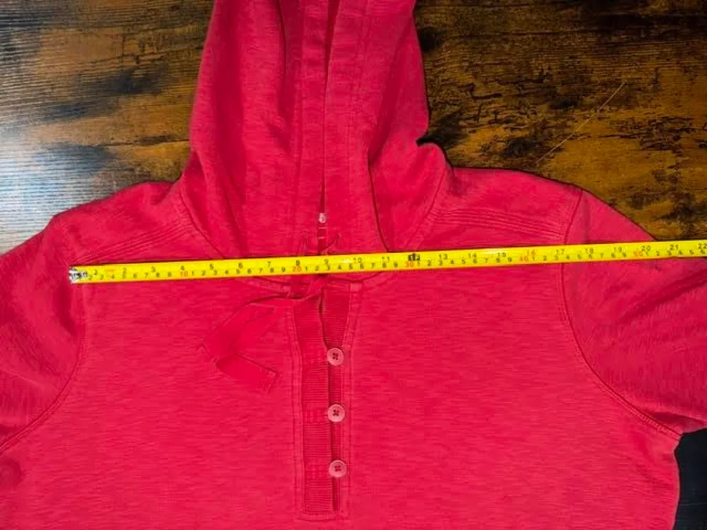 Eddie Bauer Red Knit Henley Hoodie - Button Placket Pullover Sweatshirt Men XL